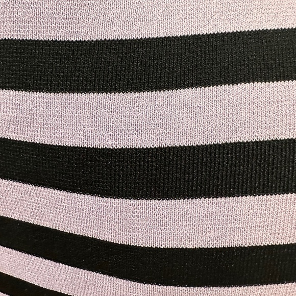 Nikkie Short Sleeve Fitted Knit Dress Black and Lavender Stripe - Picture 3 of 3